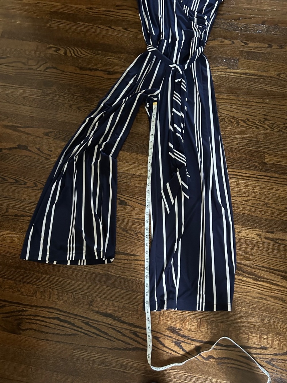 Flattering navy blue and white stripped jumpsuit romper by Ralph Lauren short - Picture 3 of 4